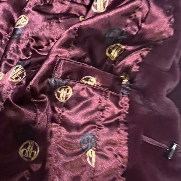 DENNIS BY DENNIS BASSO WINE RED FAUX FUR COAT WITH ATTACHED HOOD HEAVY THICK - Picture 6 of 12